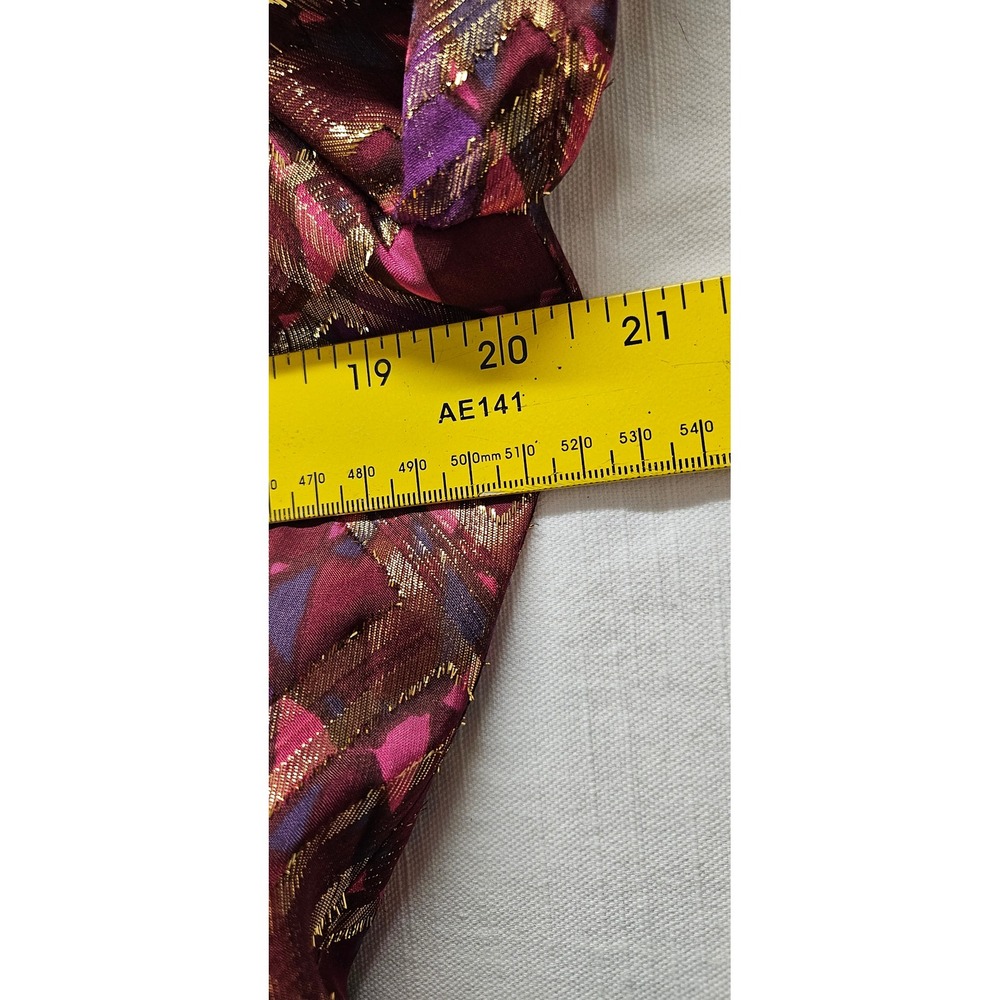 Tory Burch Metallic Geometric Diamond Print Tunic Blouse Burgundy Purple Size 10 - Picture 6 of 7